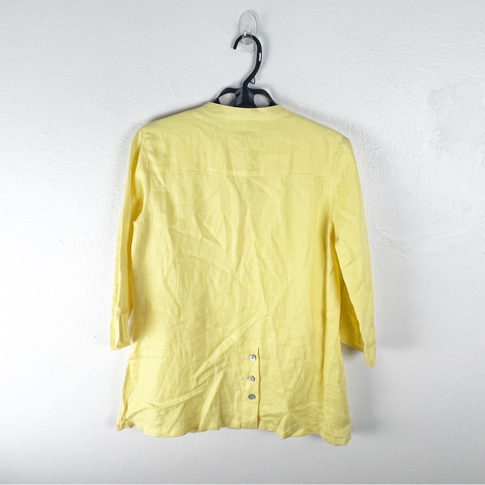 Multiples 100% Linen Yellow Button Front Pockets … - image 2